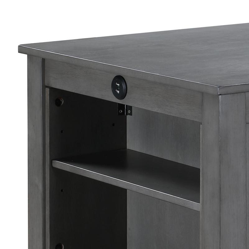 3-Piece Gray Finish Small Space Counter Height Dining Table with Shelves. Picture 5