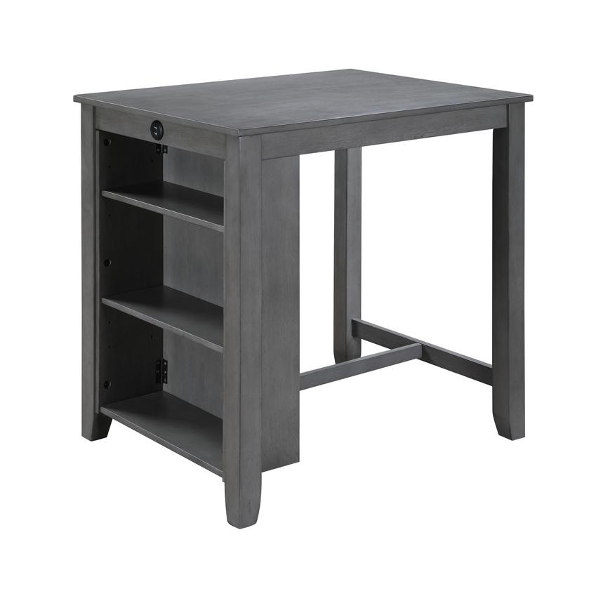 3-Piece Gray Finish Small Space Counter Height Dining Table with Shelves. Picture 2