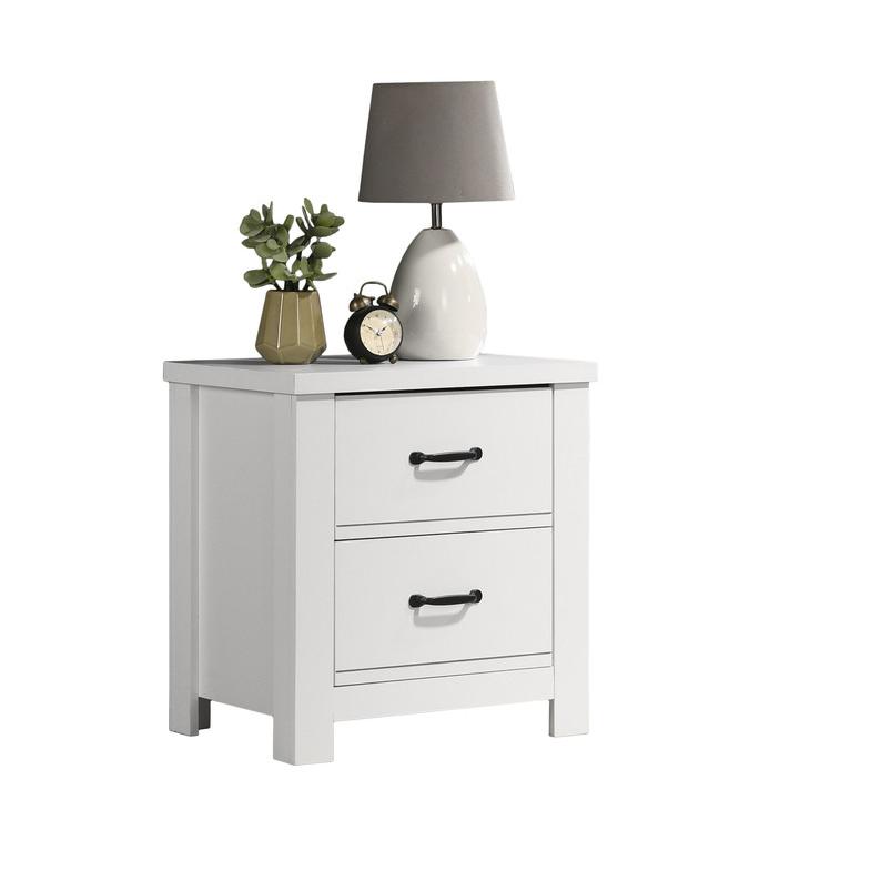 Cassini White 2-Drawer Nightstand Bedside Table. Picture 1