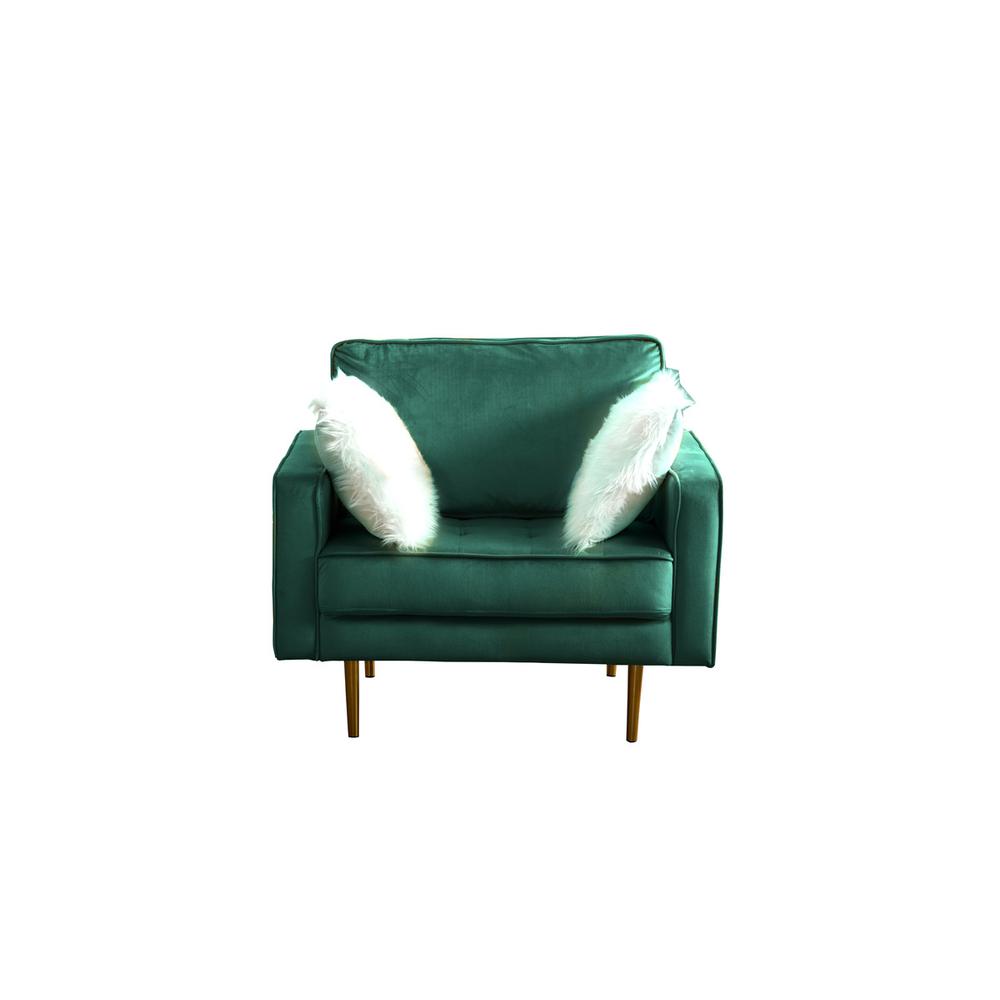 Theo Green Velvet Chair with Pillows. Picture 1