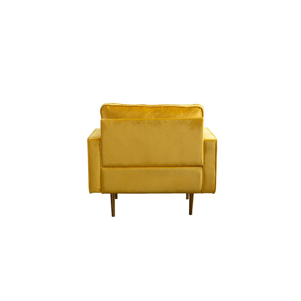 Theo Yellow Velvet Chair with Pillows. Picture 3