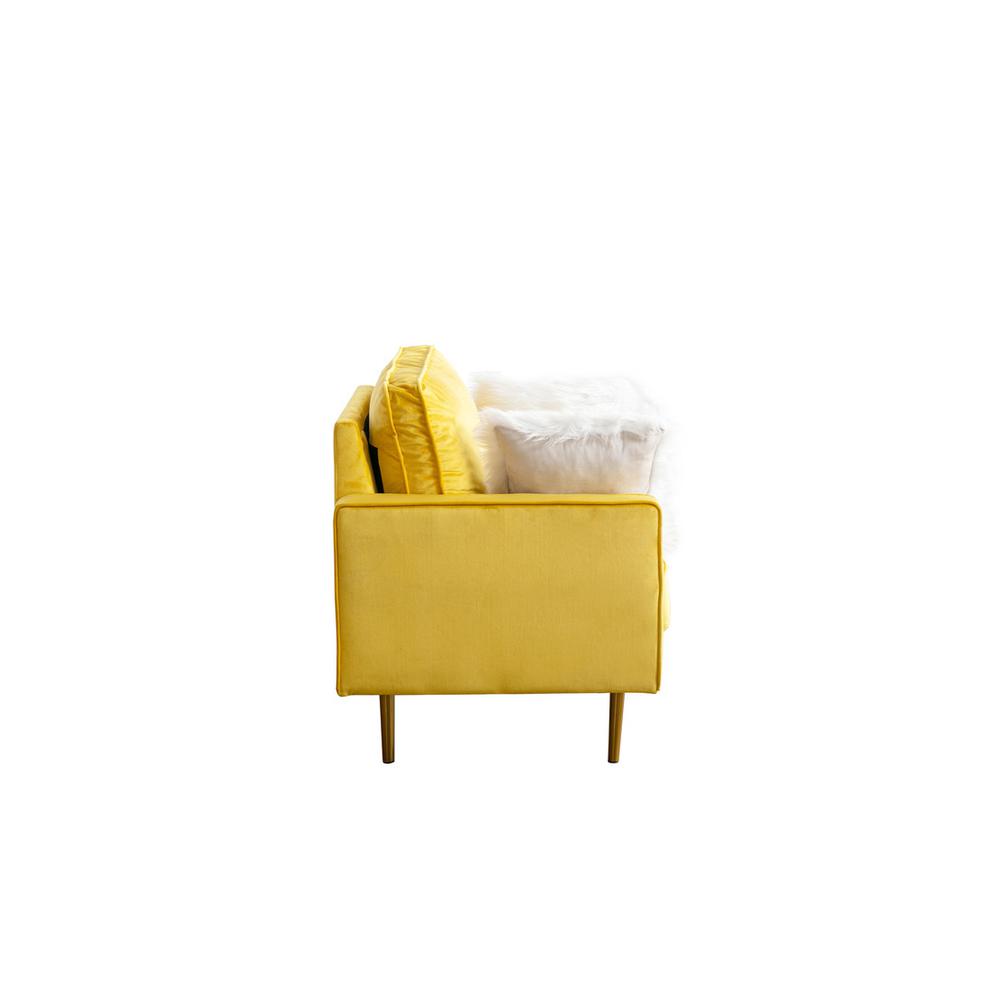 Theo Yellow Velvet Chair with Pillows. Picture 2
