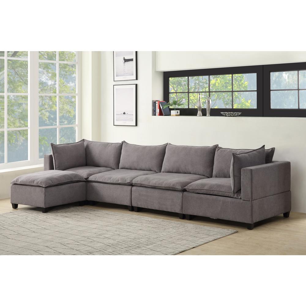 Madison Light Gray Fabric 5 Piece Modular Sectional Sofa Chaise. Picture 2