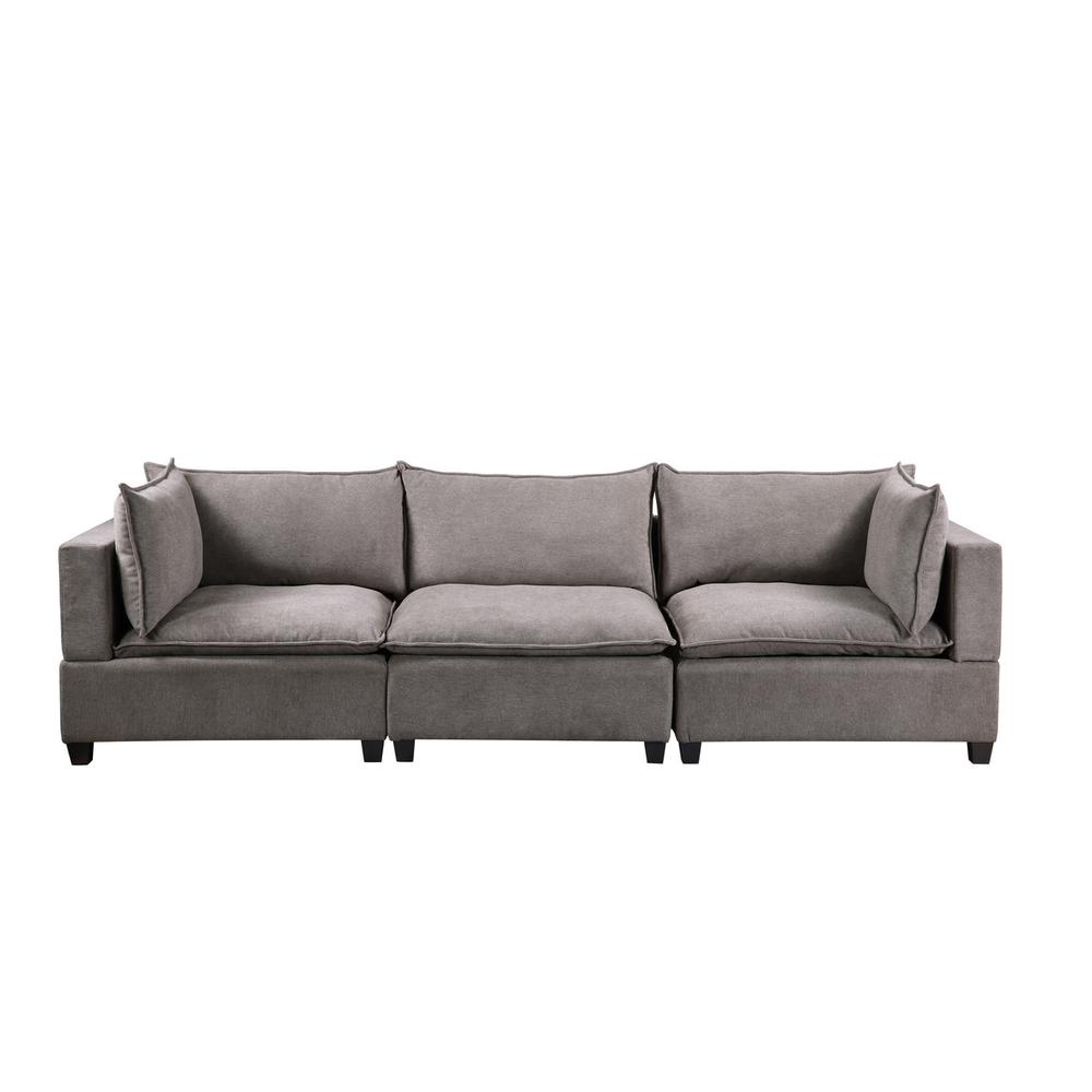 Madison Light Gray Fabric Sofa Loveseat Living Room Set. Picture 2
