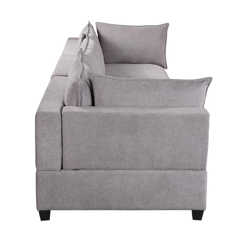Madison Light Gray Fabric Sofa Loveseat Living Room Set. Picture 5