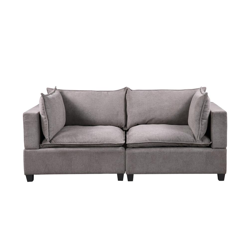 Madison Light Gray Fabric Sofa Loveseat Living Room Set. Picture 3