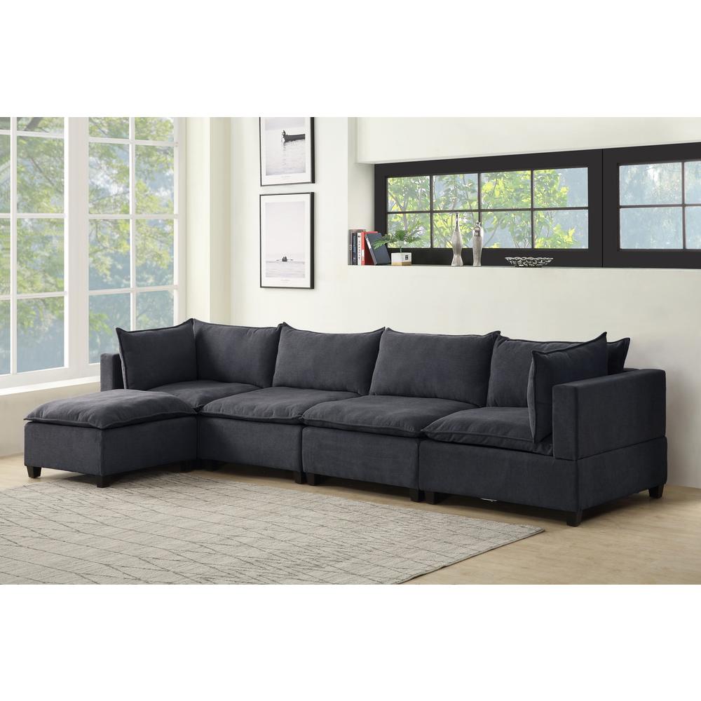 Madison Dark Gray Fabric 5 Piece Modular Sectional Sofa Chaise. Picture 2