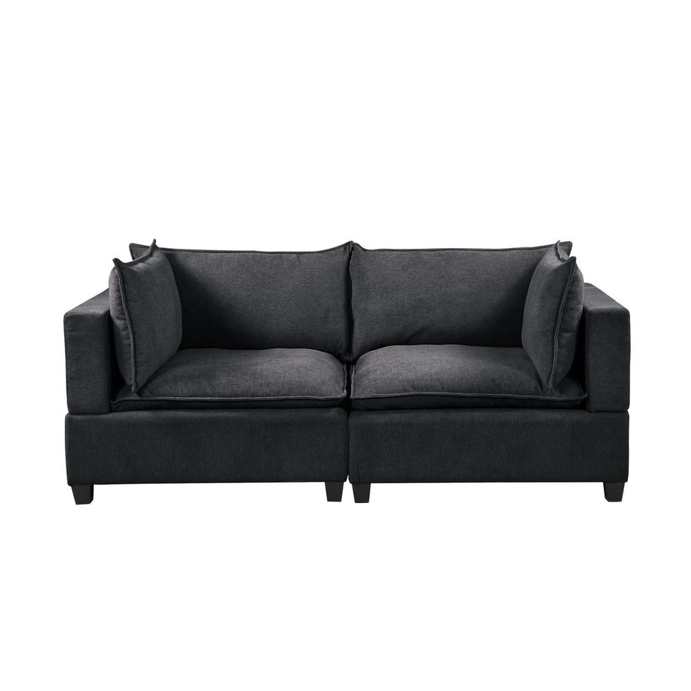 Madison Dark Gray Fabric Sofa Loveseat Living Room Set. Picture 3