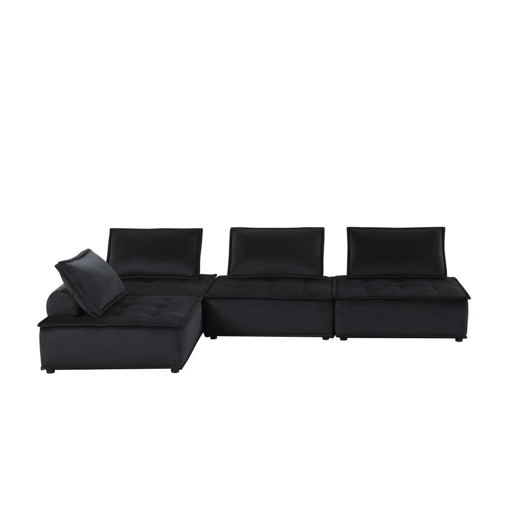 Anna Black Velvet 4 Pc Modular Sofa. Picture 3
