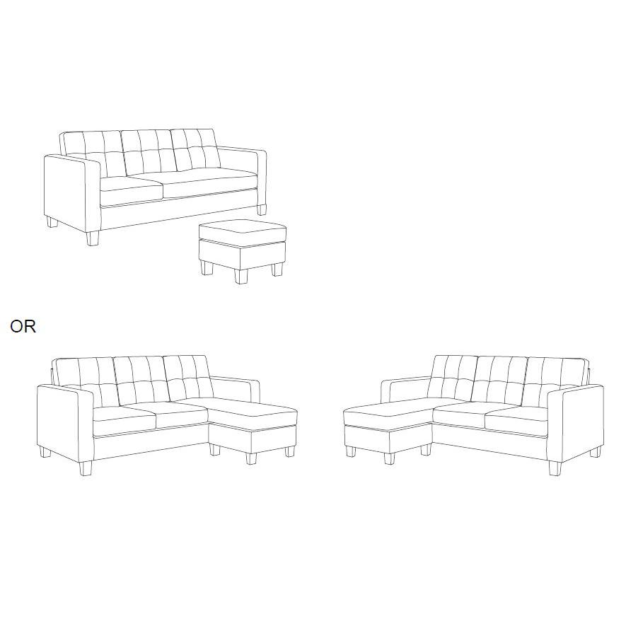 Gray Velvet Reversible Sectional Sofa Chaise. Picture 5