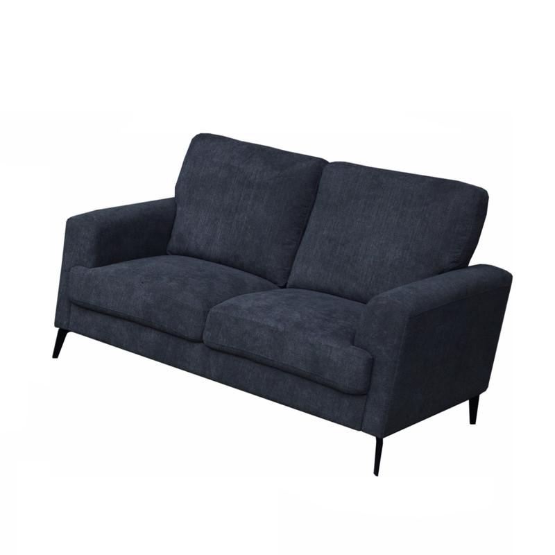 Black Fabric Loveseat with Black Metal Legs. Picture 2