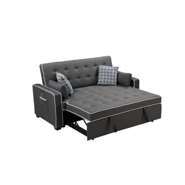 Cody Modern Gray Fabric Sleeper Sofa with 2 USB Charging Ports and 4 Accent Pillows. Picture 2