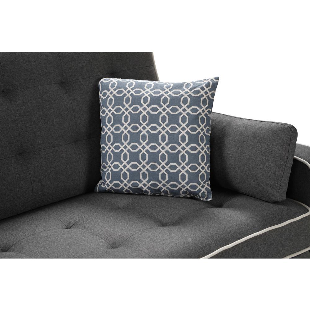 Cody Modern Gray Fabric Sleeper Sofa with 2 USB Charging Ports and 4 Accent Pillows. Picture 5