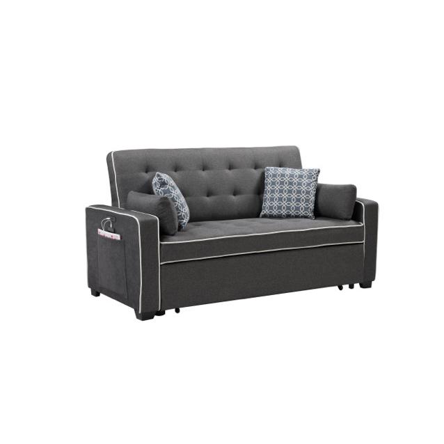 Cody Modern Gray Fabric Sleeper Sofa with 2 USB Charging Ports and 4 Accent Pillows. Picture 1