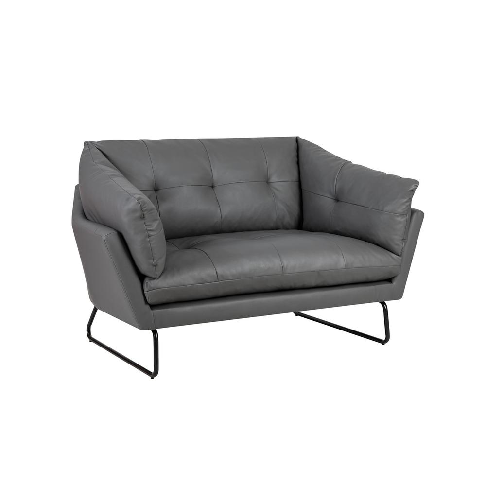 Karla Gray PU Leather Contemporary Loveseat. Picture 1