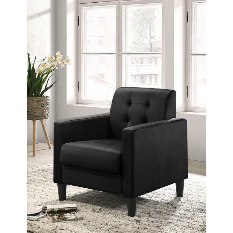 Hale Black Velvet Armchairs and End Table Living Room Set. Picture 2