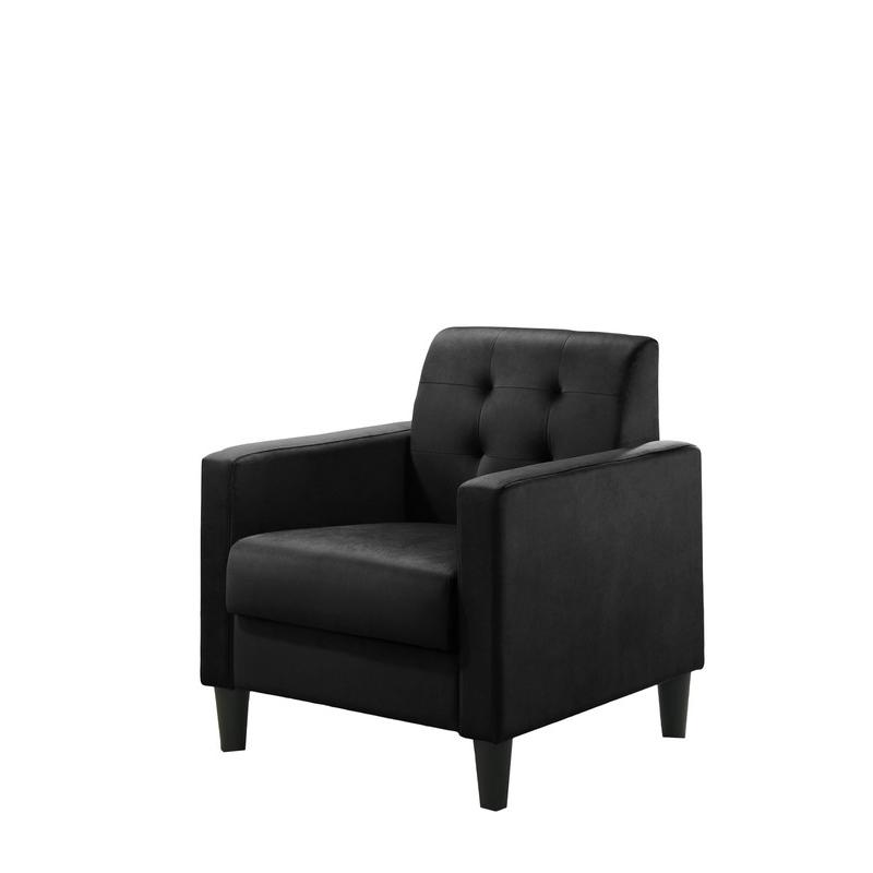 Hale Black Velvet Armchairs and End Table Living Room Set. Picture 3