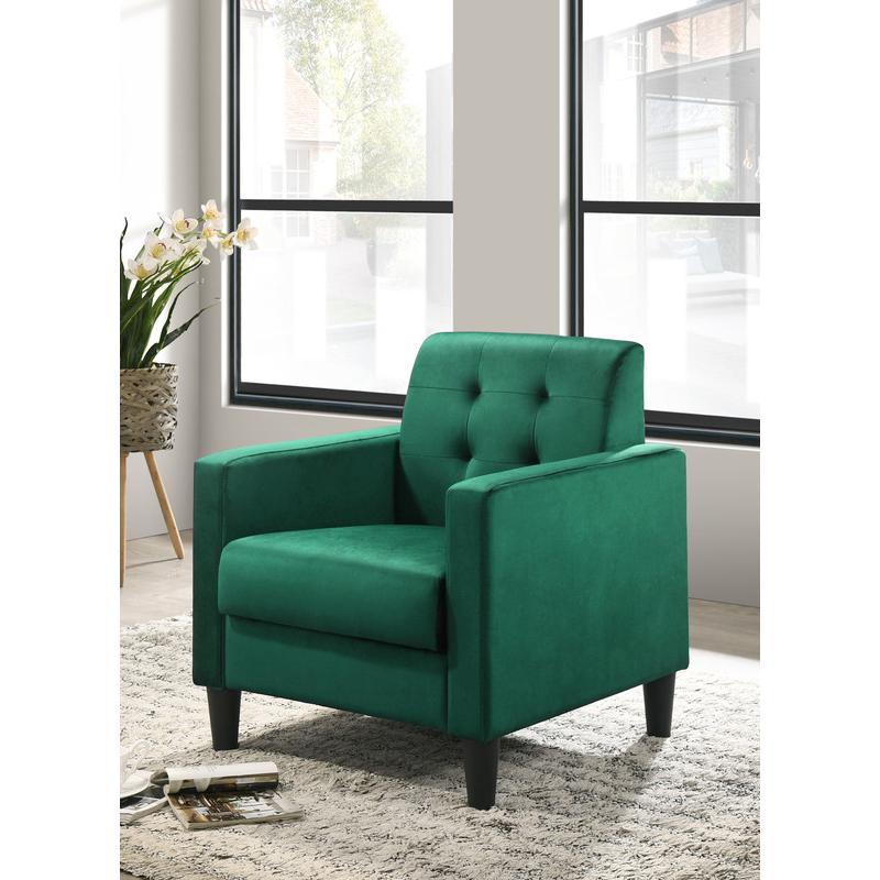 Hale Green Velvet Armchairs and End Table Living Room Set. Picture 2