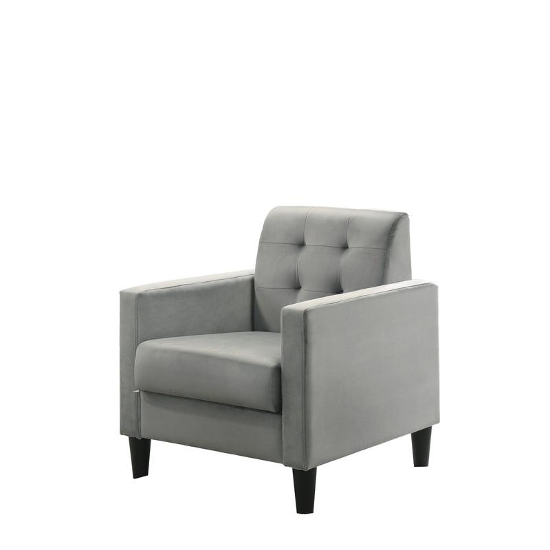 Hale Light Gray Velvet Armchairs and End Table Living Room Set. Picture 3