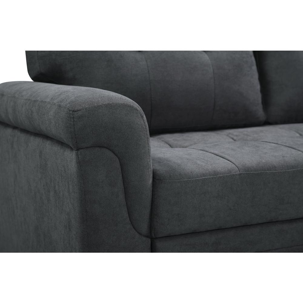 Lucca Dark Gray Fabric Reversible Sectional Sleeper Sofa Chaise with Storage. Picture 7