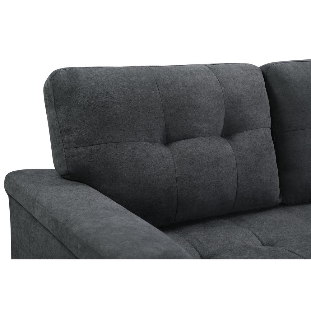 Lucca Dark Gray Fabric Reversible Sectional Sleeper Sofa Chaise with Storage. Picture 10