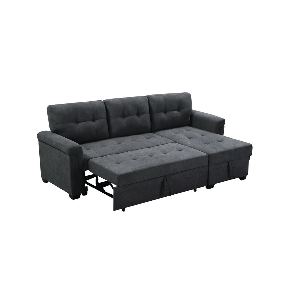 Lucca Dark Gray Fabric Reversible Sectional Sleeper Sofa Chaise with Storage. Picture 1