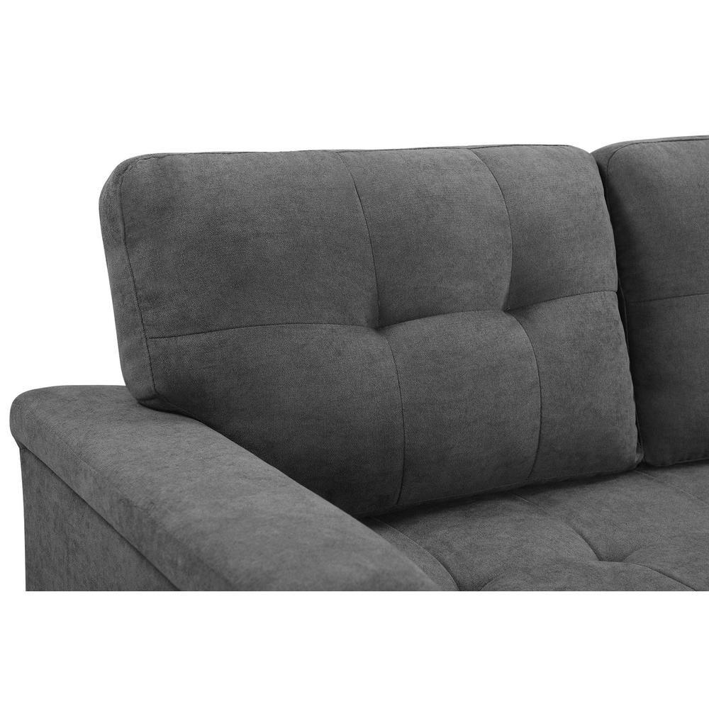 Lucca Gray Fabric Reversible Sectional Sleeper Sofa Chaise with Storage. Picture 7