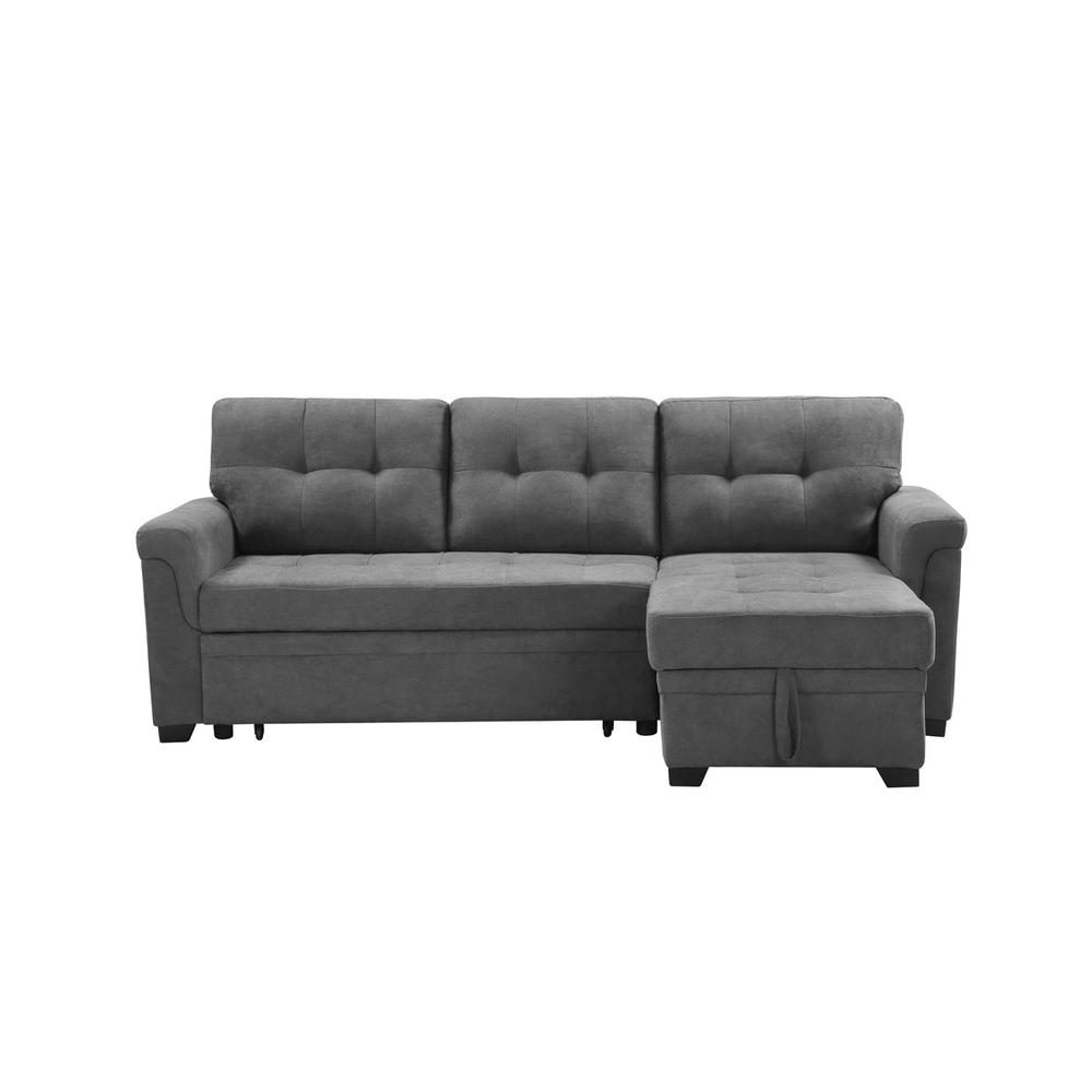 Lucca Gray Fabric Reversible Sectional Sleeper Sofa Chaise with Storage. Picture 4