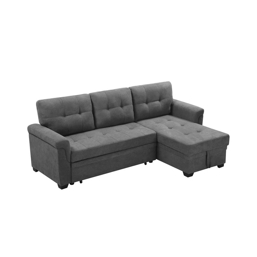 Lucca Gray Fabric Reversible Sectional Sleeper Sofa Chaise with Storage. Picture 3