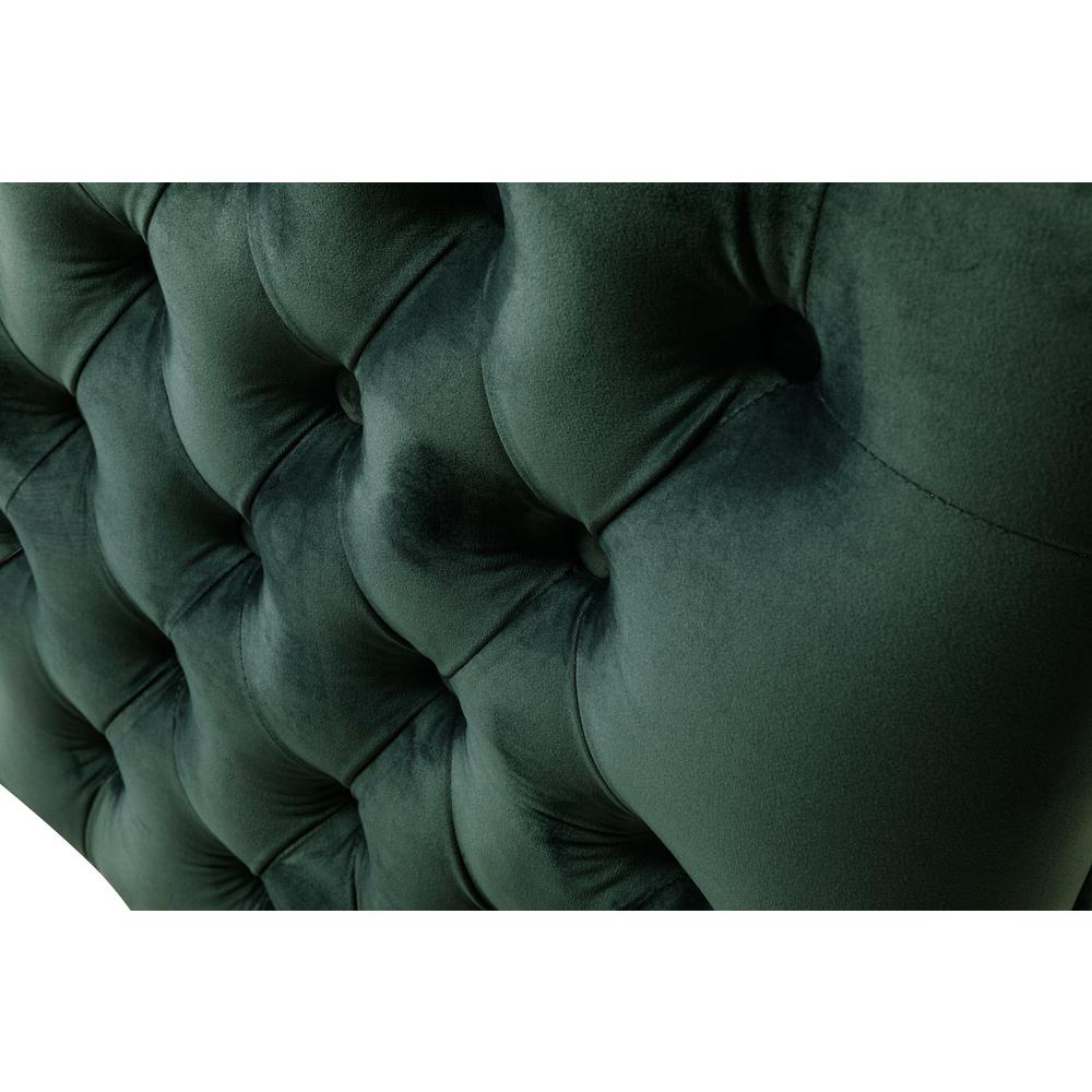 Bayberry Green Velvet Loveseat with 2 Pillows. Picture 6