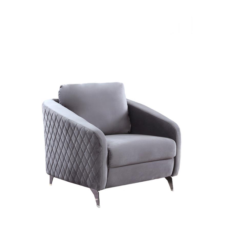 Sofia Gray Velvet Modern Chic Accent Armchair. Picture 1