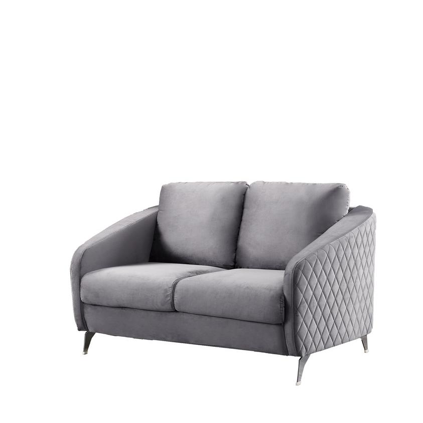 Sofia Gray Velvet Fabric Sofa Loveseat Living Room Set. Picture 5