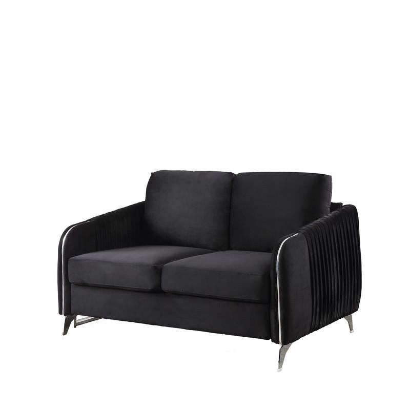 Hathaway Black Velvet Fabric Sofa Loveseat Living Room Set. Picture 5