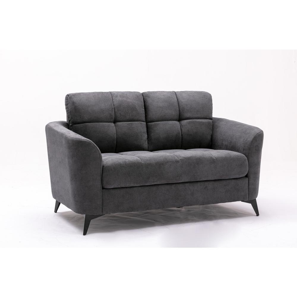 Callie Gray Velvet Fabric Sofa Loveseat Living Room Set. Picture 5