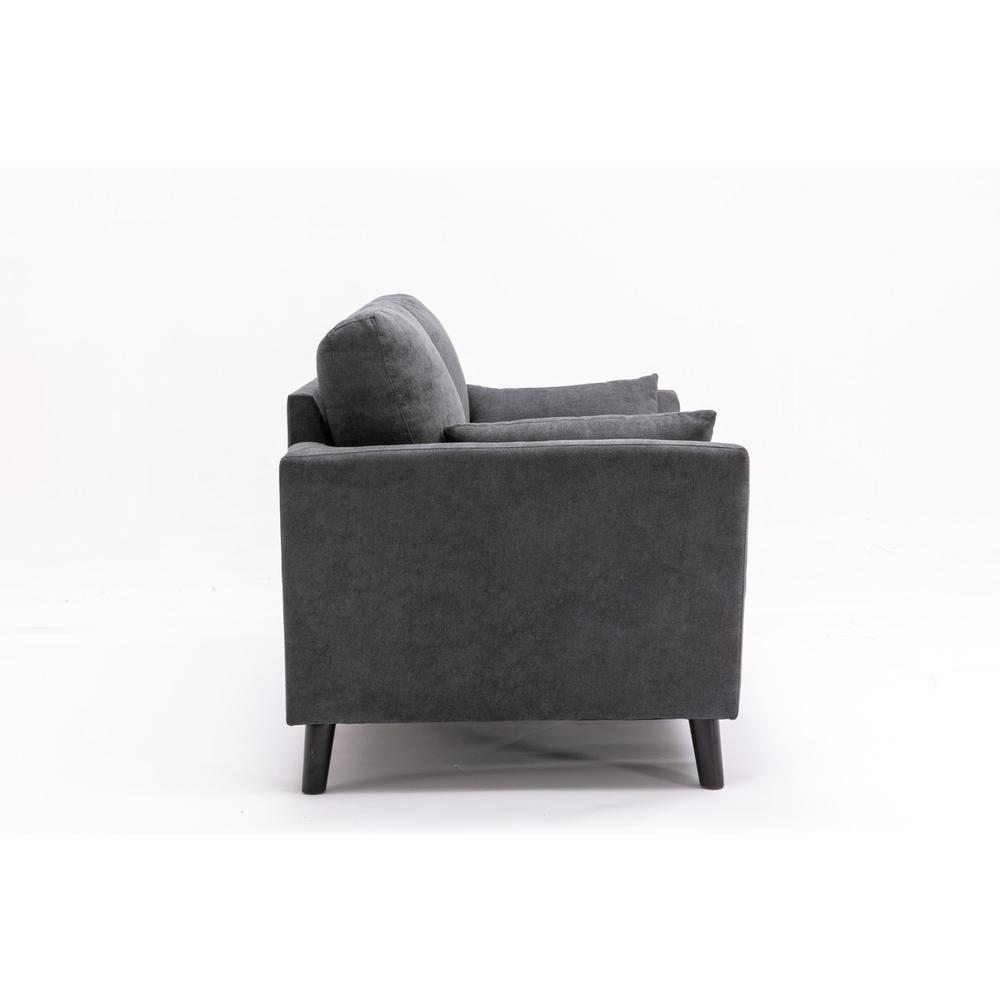 Damian Gray Velvet Fabric Sofa Loveseat Living Room Set. Picture 8