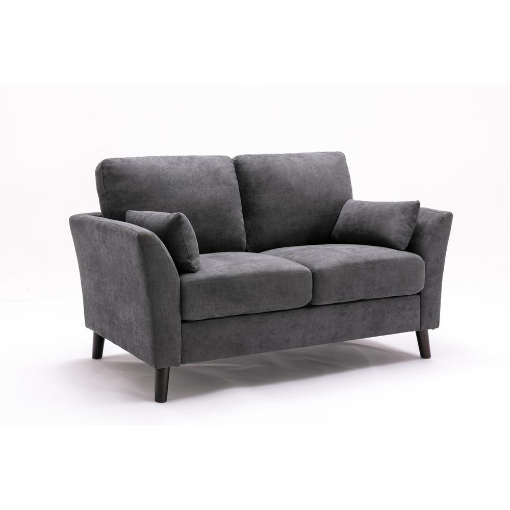 Damian Gray Velvet Fabric Sofa Loveseat Living Room Set. Picture 6