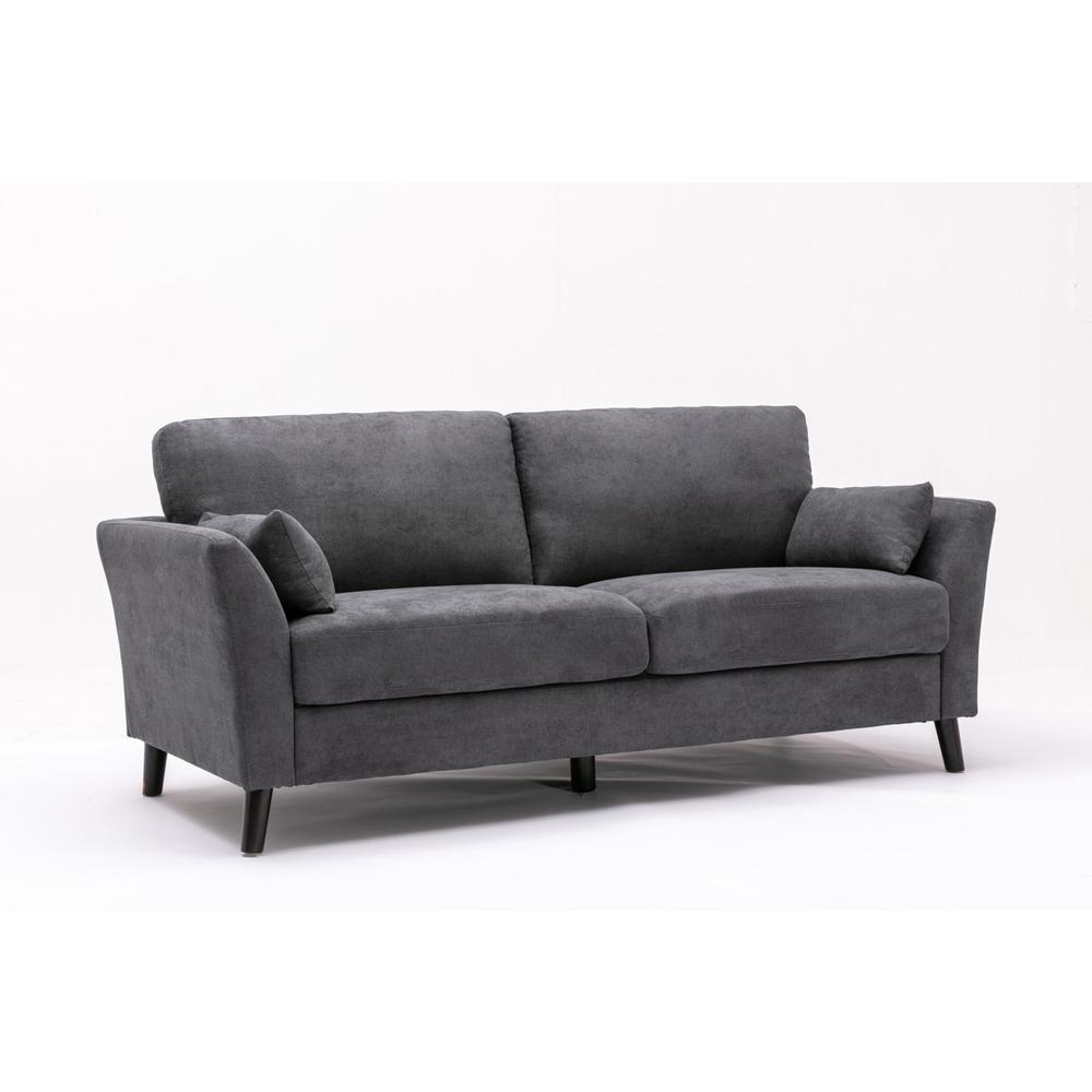 Damian Gray Velvet Fabric Sofa Loveseat Living Room Set. Picture 2