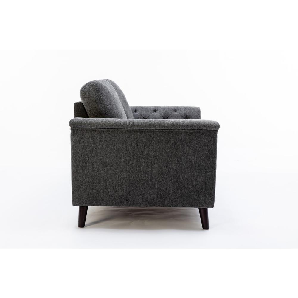 Stanton Dark Gray Linen Sofa Loveseat Living Room Set. Picture 11
