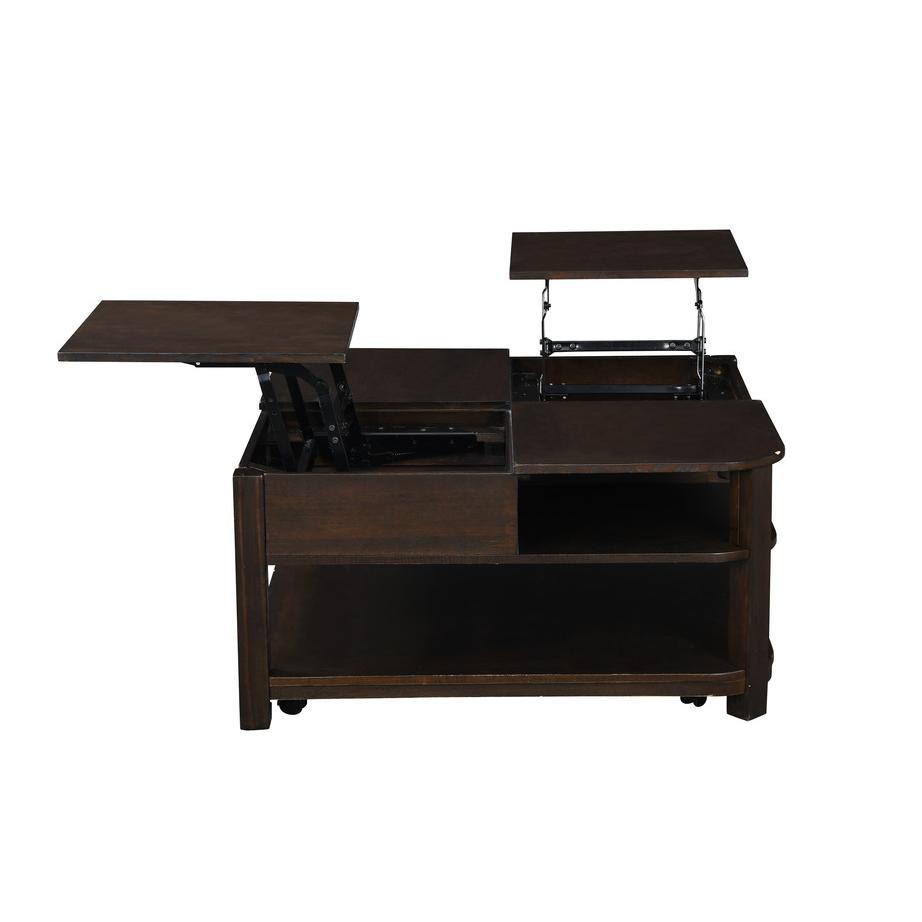Flora 3 Piece Dark Brown MDF Lift Top Coffee and End Table Set. Picture 6