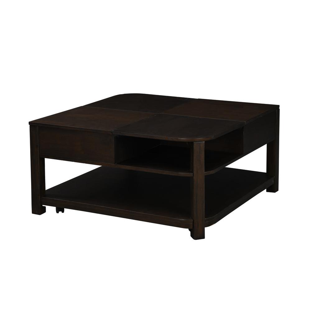 Flora 3 Piece Dark Brown MDF Lift Top Coffee and End Table Set. Picture 2