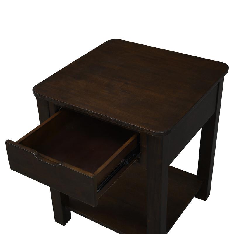 Flora 3 Piece Dark Brown MDF Lift Top Coffee and End Table Set. Picture 12
