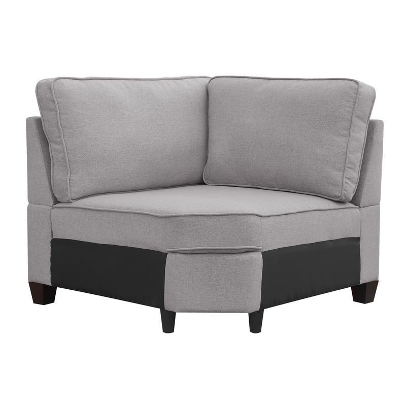 LILOLA Casanova 7Pc Modular Sectional Sofa with Ottoman in Light Gray Linen. Picture 1