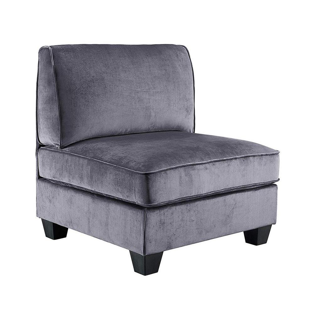 Zelmira Gray Velvet 7Pc Modular Sectional Sofa. Picture 1