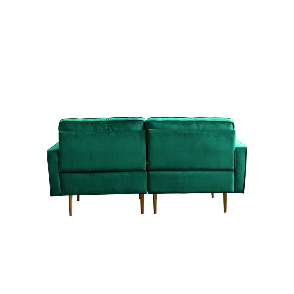 Theo Green Velvet Loveseat with Pillows. Picture 2