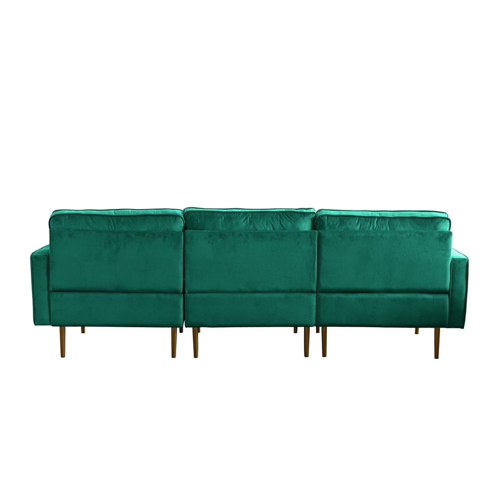 Theo Green Velvet Sofa with Pillows. Picture 2