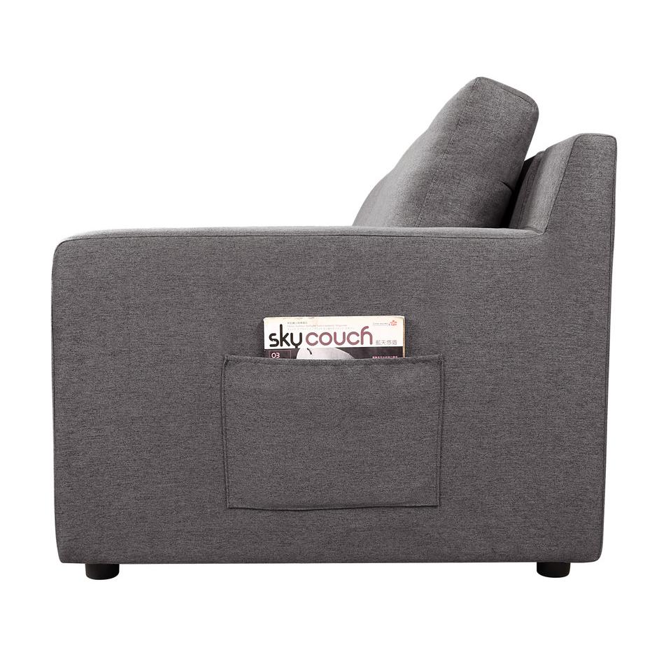 Waylon Gray Linen 7-Seater L-Shape Sectional Sofa with Storage Ottoman and Pockets. Picture 5