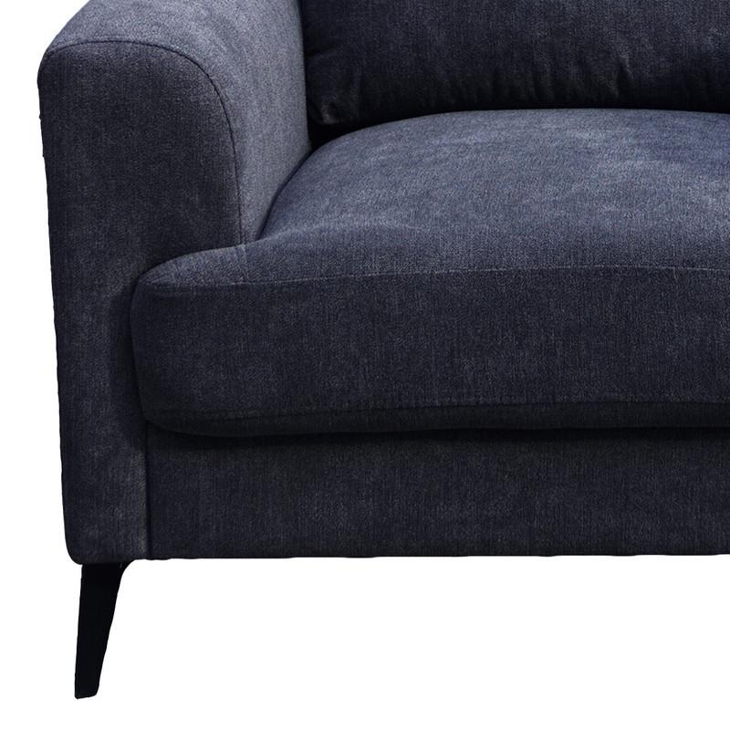 Black Fabric Sofa with Black Metal Legs. Picture 3