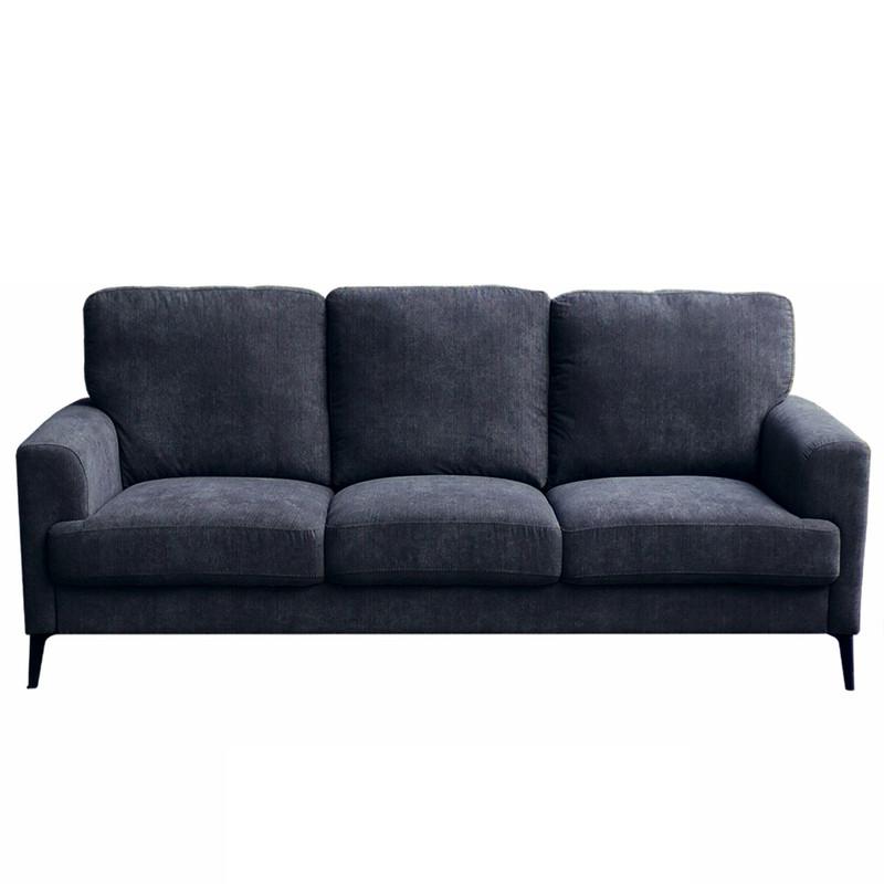 Black Fabric Sofa with Black Metal Legs. Picture 1