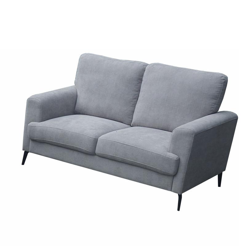 Gray Fabric Loveseat with Black Metal Legs. Picture 2