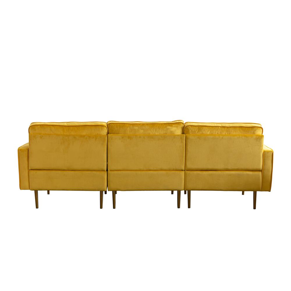 Theo Yellow Velvet Sofa with Pillows. Picture 2